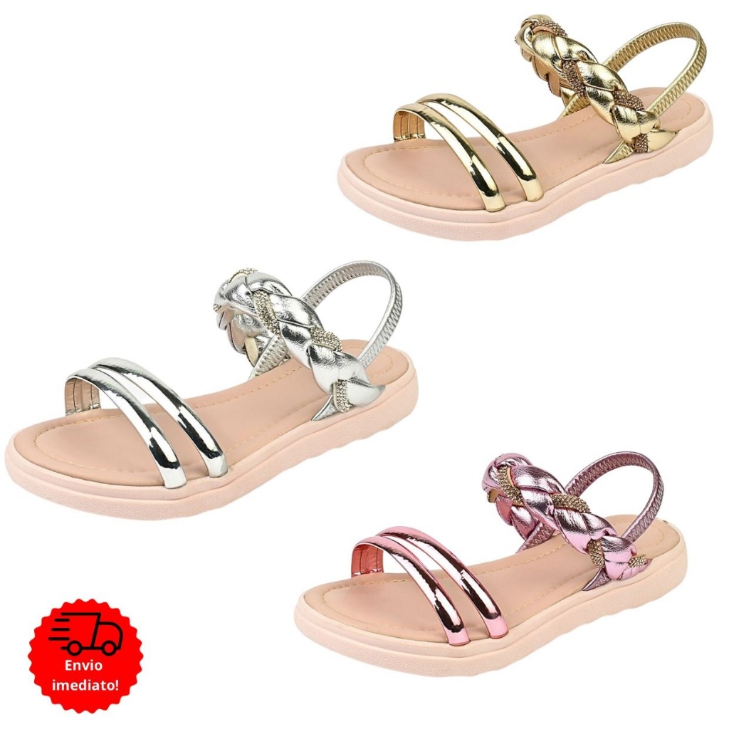 Sandália infantil menina festa aniversario passeio Dourada Prata Rose em Oferta na Shopee