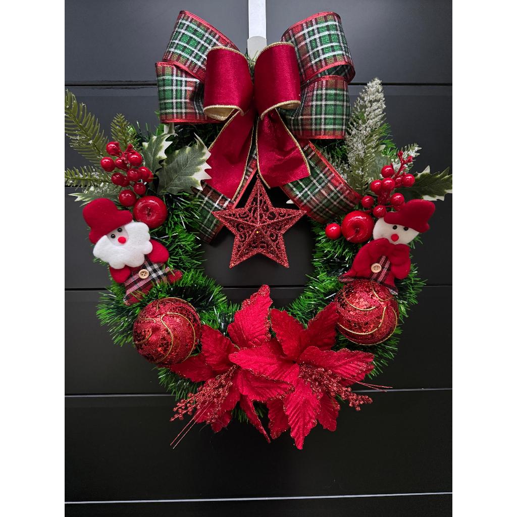 Guirlanda de natal papai noel decoração natalina 40cm