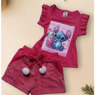 conjunto estich moda 2026short con tule e pompom  manga babado em Oferta na Shopee