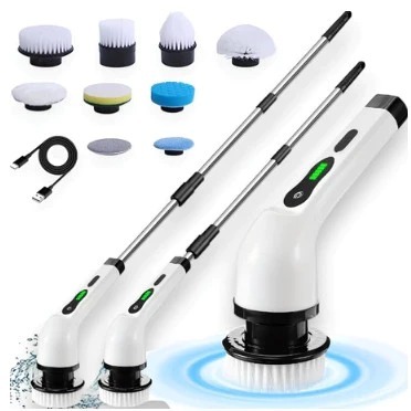 Esfregão de rádio 9 em 1 escova de limpeza multifuncional para serviço pesado rotação de 360 graus recarregável em Oferta na Shopee