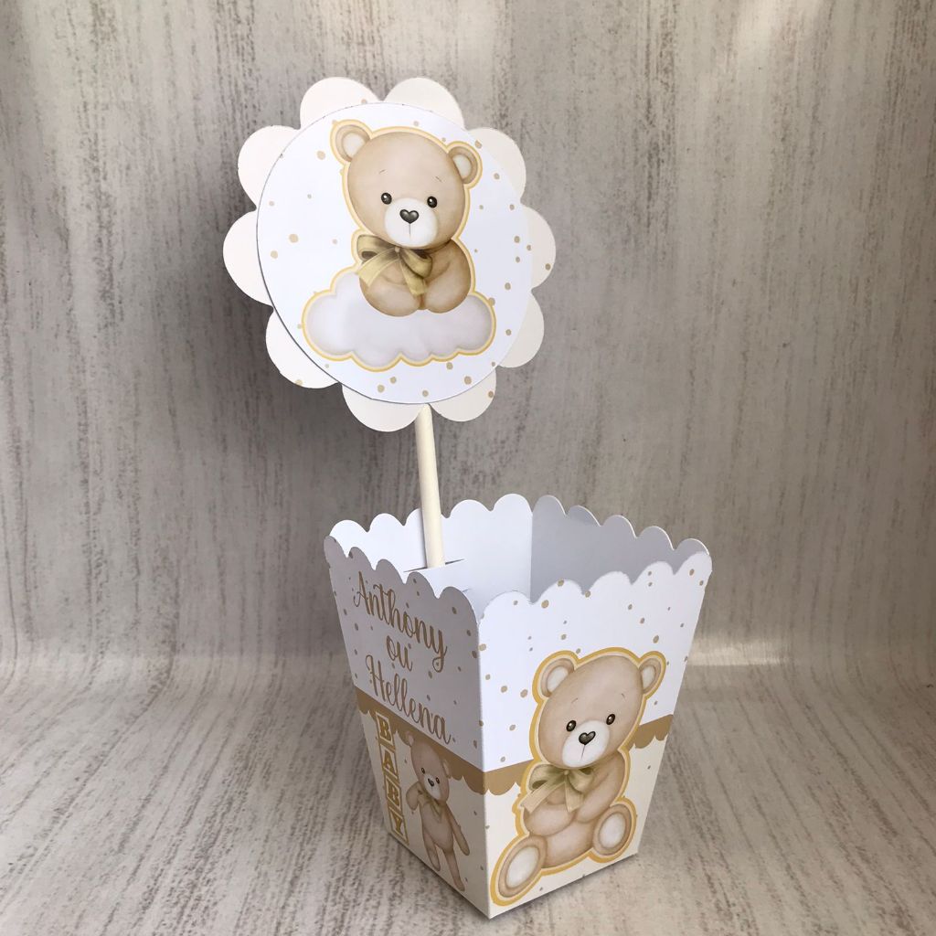 Centros de mesa Cachepot Chá Revelação Ursinho nude/ Chá de bebê Chá de fraldas /Lembrancinhas/festa Infantil.