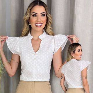 Blusa Feminina Gola Padre Manga Princesa Casual e Social em Oferta na Shopee