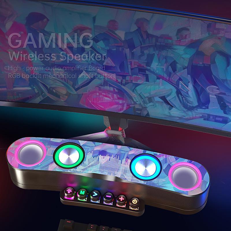 Caixa Som Bluetooth Gamer Soundbar Led RGB Iluminacao Alta Potencia PC Notebook TV USB -C7