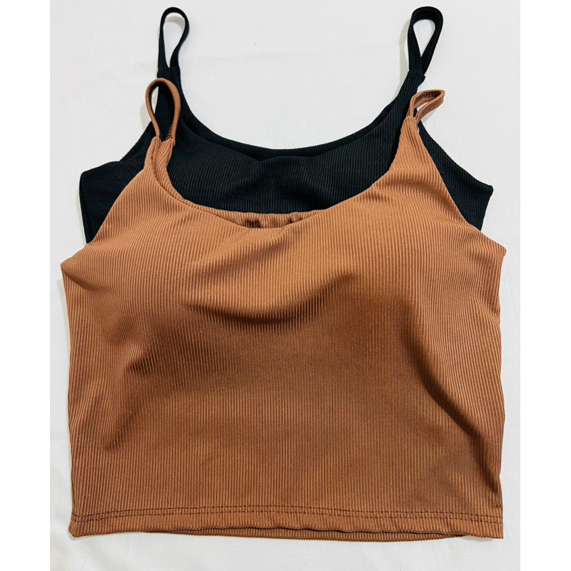 kit 2 Cropped Top Feminino Canelado Ribana Alcinha fina com bojo Verão Blusa Feminina