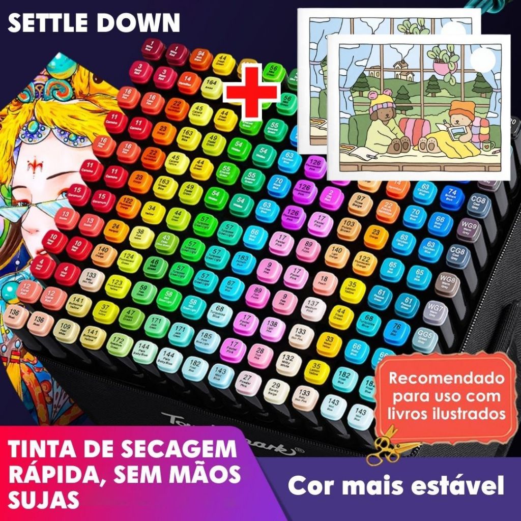 24/36/48/60/80/100/120 Cores Caneta Marcadora canetinhas coloridas Kit Com Ponta Dupla/marcador touch/caneta marker em Oferta na Shopee