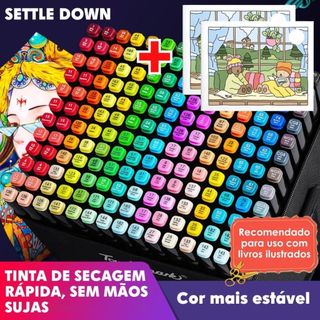 24/36/48/60/80/100/120 Cores Caneta Marcadora canetinhas coloridas Kit Com Ponta Dupla/ma…