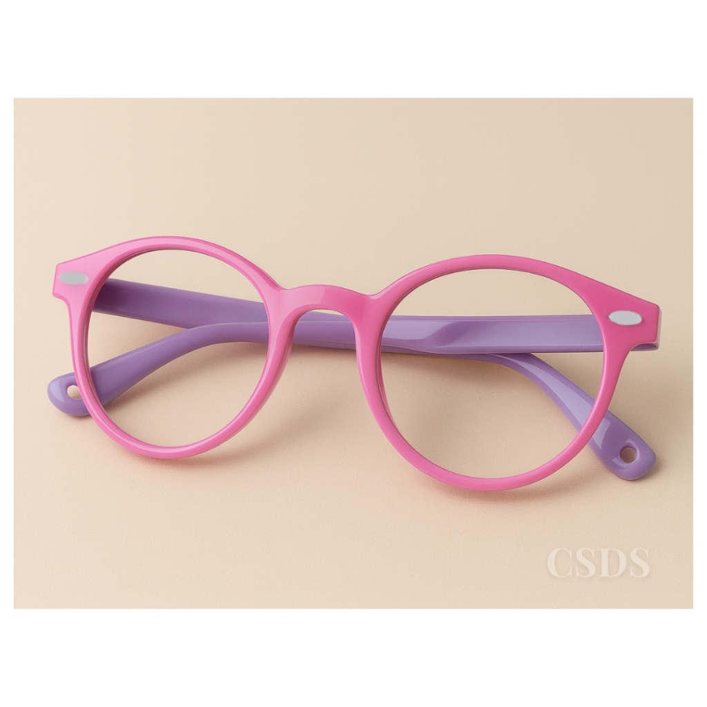 Óculos Infantil Armação Redondo Com Furinho Na Haste Flexível Unissex 3 a 7 anos + Estojo e Flanela