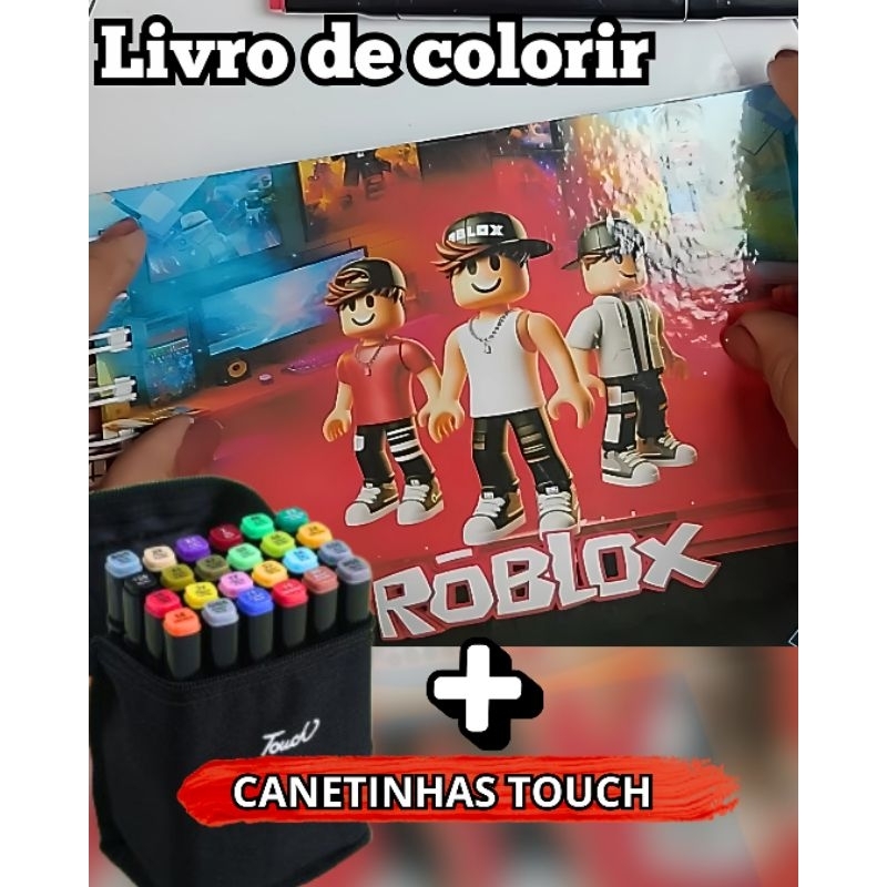 LIVRO DE COLORIR+ CANETINHA ROBLOX  VERMELHO ou ROSA- ENVIO IMEDIATO - CAPA DURA - 50 FOLHAS