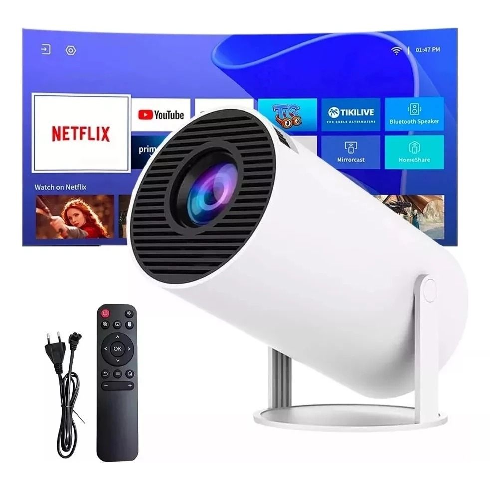 Projetor Wi-Fi portátil equipado com interface HDMI Android HY300 4k HD projetor celular, PS, PC, Wifi e Bluetooth