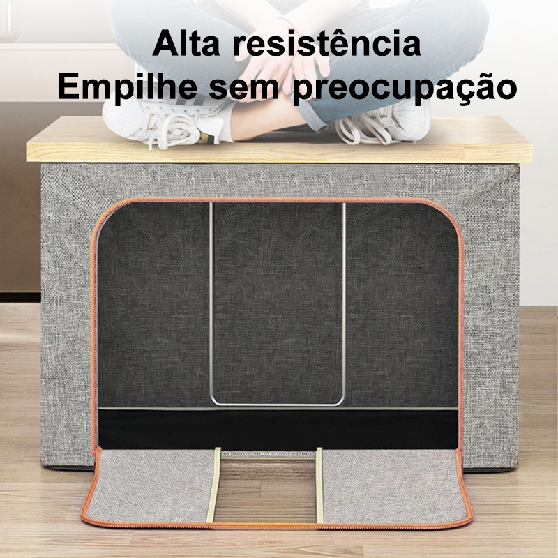 Detalhes do 24L/66L/100L KIT Caixa Organizadora Roupas Brinquedos Lençol Edredom Guarda Roupa Dobrável Visor Transparent