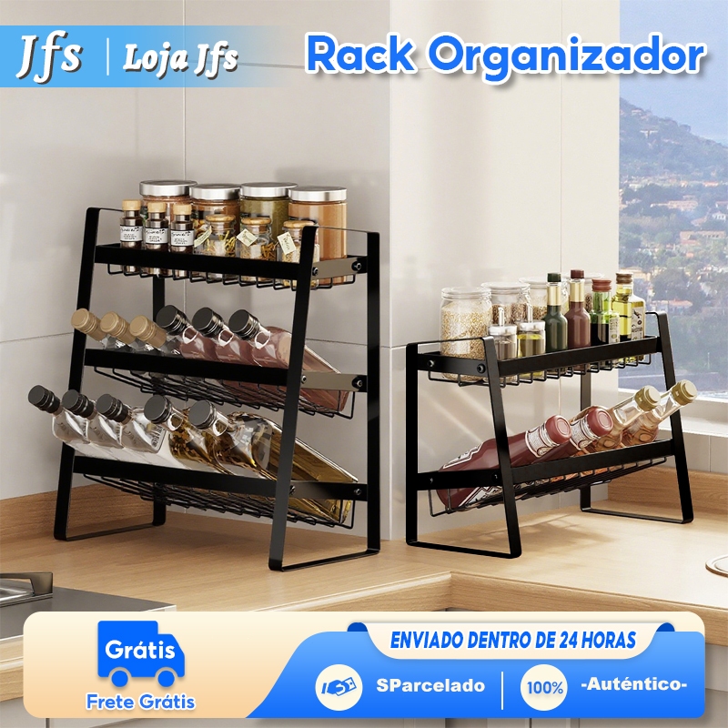 Armazenamento Em Pé Para Armário Rack Organizador De Temperos De Cozinha em Oferta na Shopee