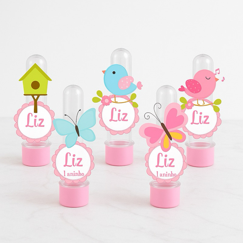 Kit 50 apliques 3D para Tubete jardim das borboletas para lembrancinha decoração de festa item personalizado