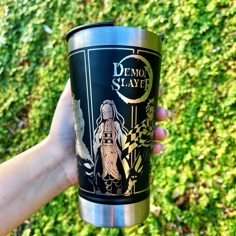 Copo térmico DEMON SLAYER 360 Graus + NOME - 473 ML Com Tampa Abridor em Oferta na Shopee