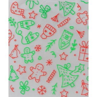 SACO PRESENTE TRANSPARENTE DECORADO NATAL 10X14 COM 100 UNIDADES em Oferta na Shopee