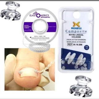 Kit Botão Transparente unha encravada + Elástico Corrente Transparente 30 Centímetro Unha Encravada - Correção em Oferta na Shopee