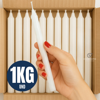 Vela Palito Branca Grossa Tradicional 18cm 1 Quilo de Velas Preço de Atacado em Oferta na Shopee