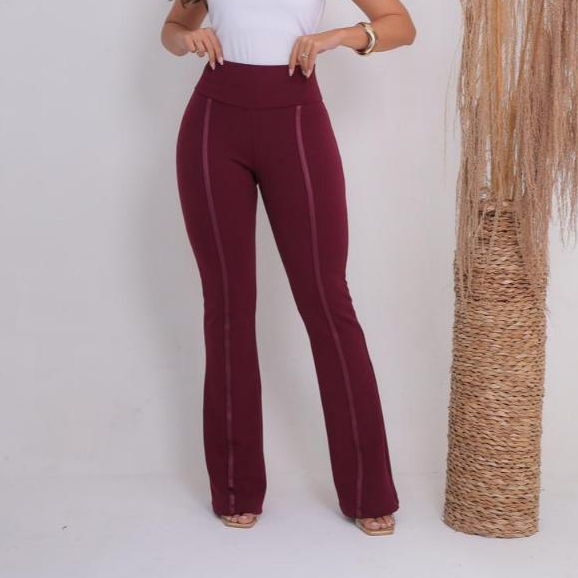 Calça flare social bailarina com todo o estilo e com detalhe de cirre cintura alta em Oferta na Shopee