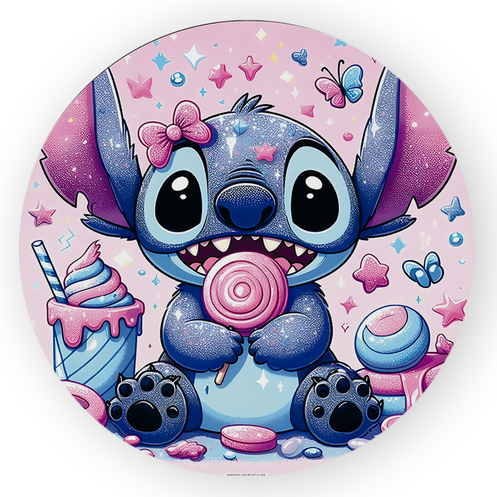 Painel Redondo 1,5 metros L1lo Filme Stch Decoração Lançamento Bibi Paineis