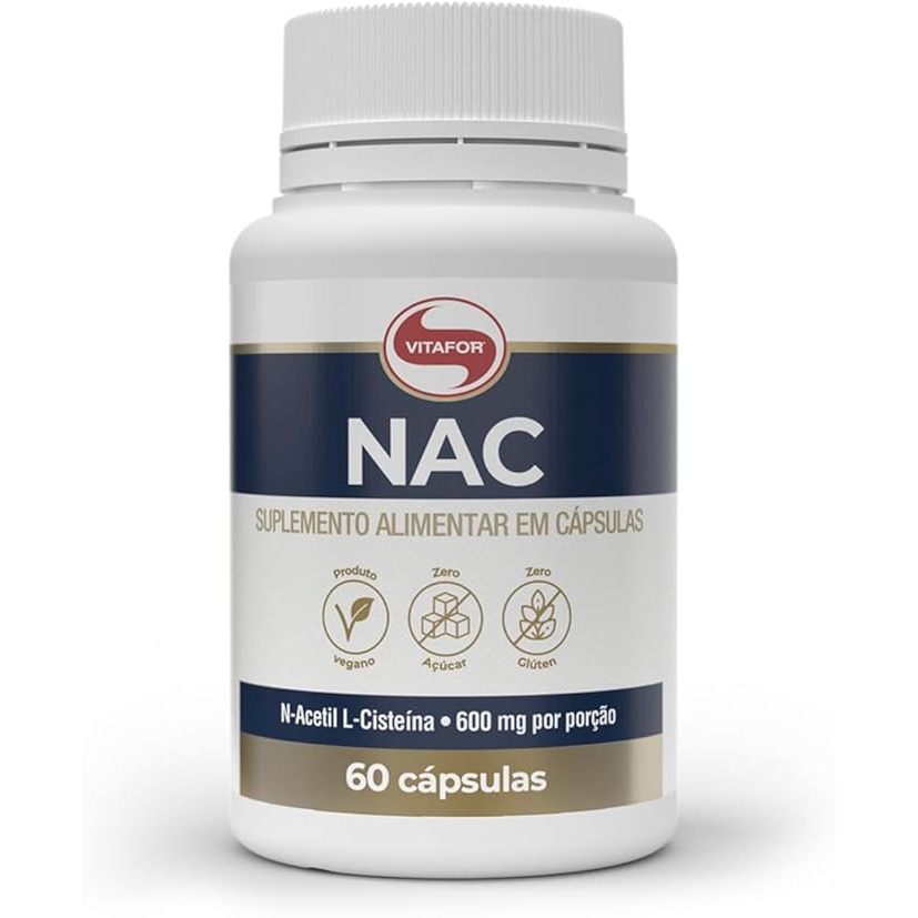 NAC N-Acetil L-Cisteína 600mg Vitafor 60 cápsulas em Oferta na Shopee