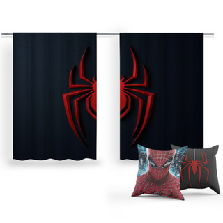 Cortina Quarto Infantil 2,00 x 1,50 Heróis Homem Aranha Avengers Vingadores Estampada Sublimada