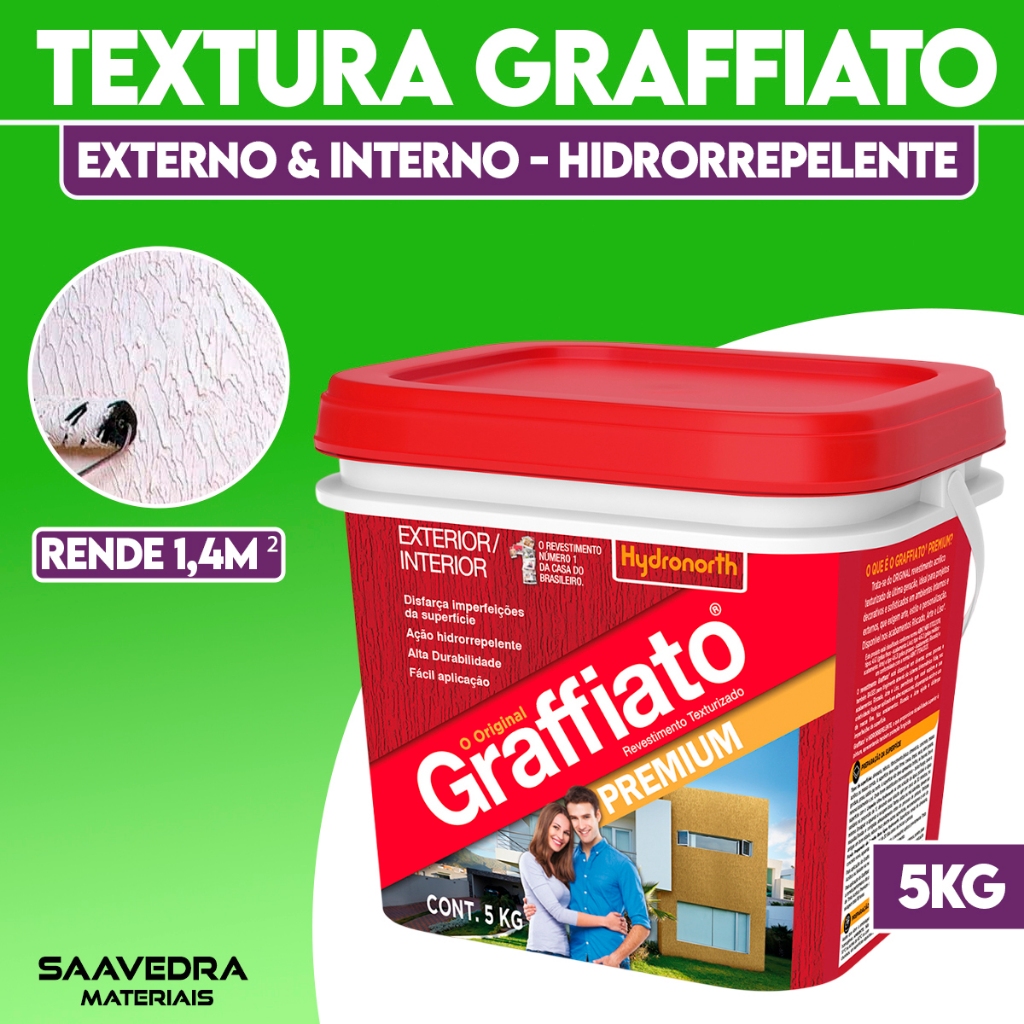 Textura Graffiato Parede 5kg Rolada Hydronorth Uso Externo e Interno Moderna
