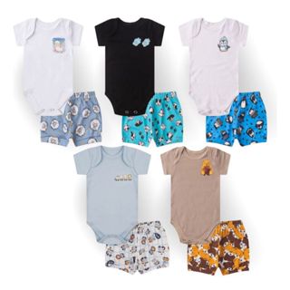Kit 4 Conjunto Roupa Bebê Verão body manga curta shorts Menino  menina Masculino em Oferta na Shopee
