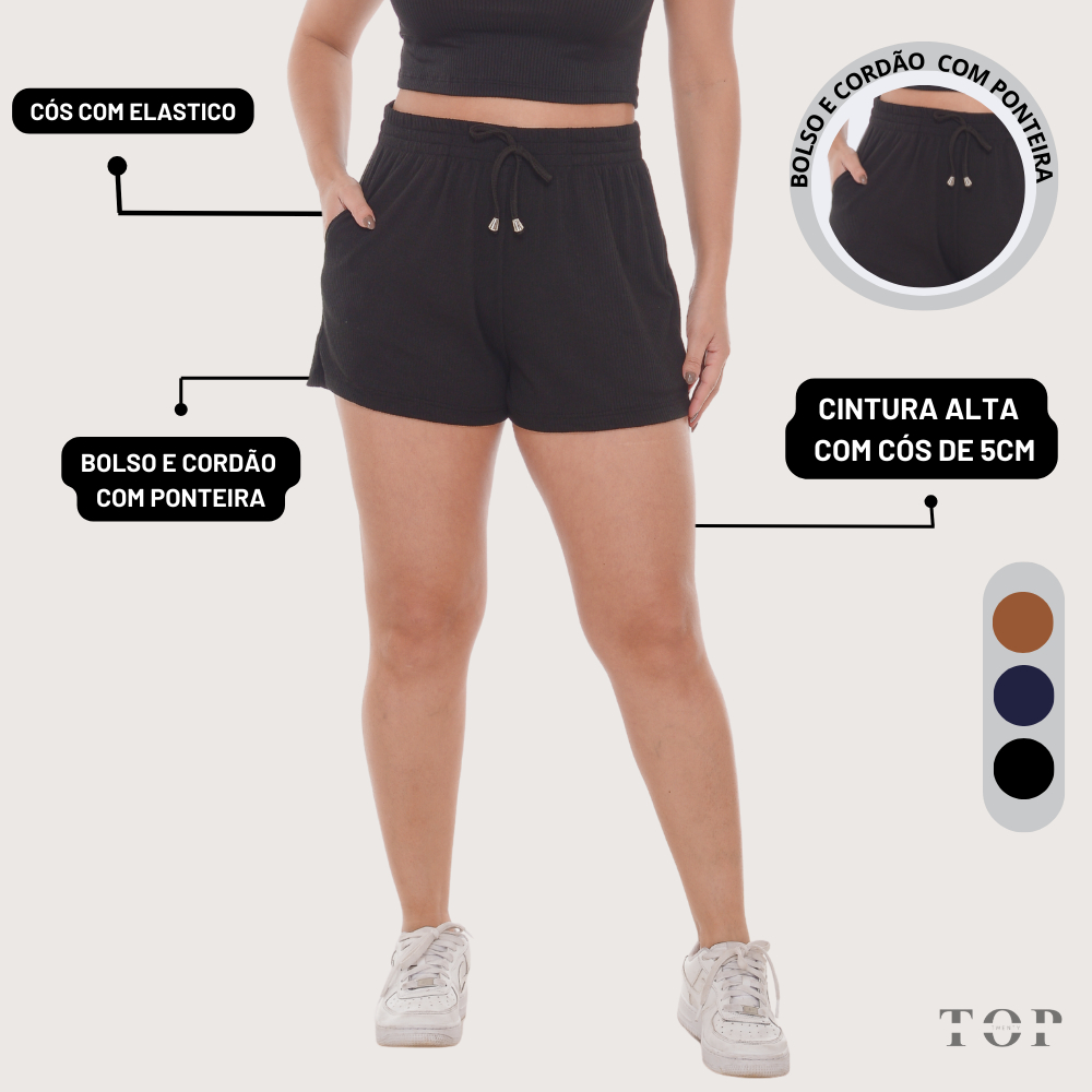Short Feminino Esportivo com Bolsos Laterais Cordão com Ponteira Confortavel em Oferta na Shopee
