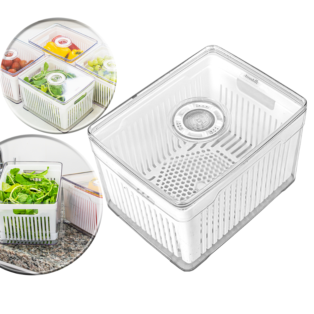 Organizador de Geladeira e Cozinha 3,8L – Cesto Plástico Acrílico para Frutas, Verduras e Alimentos em Oferta na Shopee