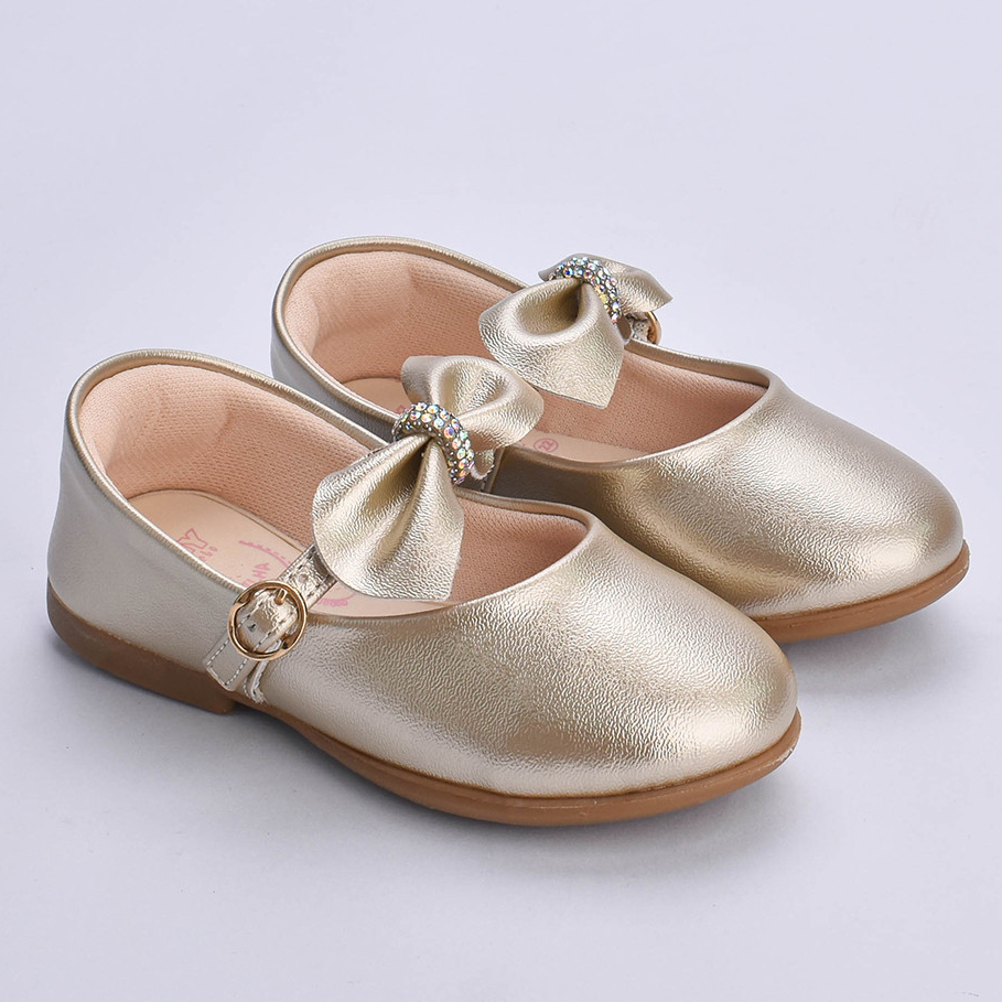 Sapatilha Menina Kidy Baby Laço Strass Ouro Metalizada Fivela Casual Elegante Confortável Anatômica em Oferta na Shopee