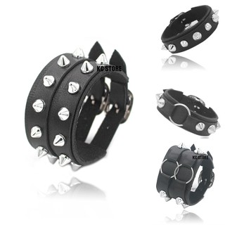 Bracelete Pulseira Punk Rock Com Espinhos Spike Regulável Grosso couro preto masculino feminino