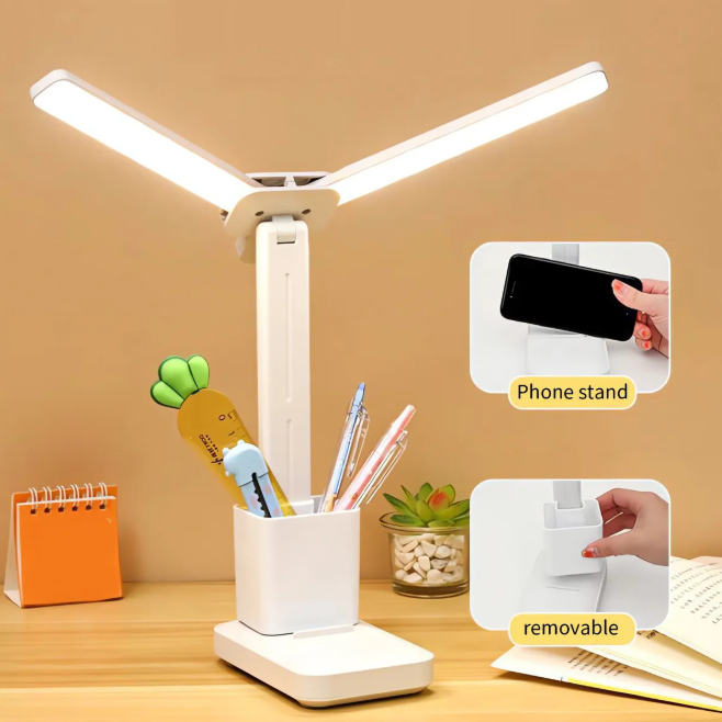 Luminária De Mesa Abajur Led Leitura Estudo 3 Tons De Luz Recarregável