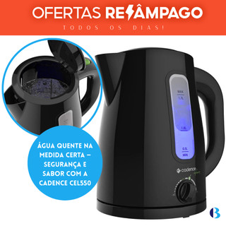 Chaleira Elétrica Com Desligamento Automático Filtro De Infusão Chá E Café Preta Cel550 1,7L Cadence