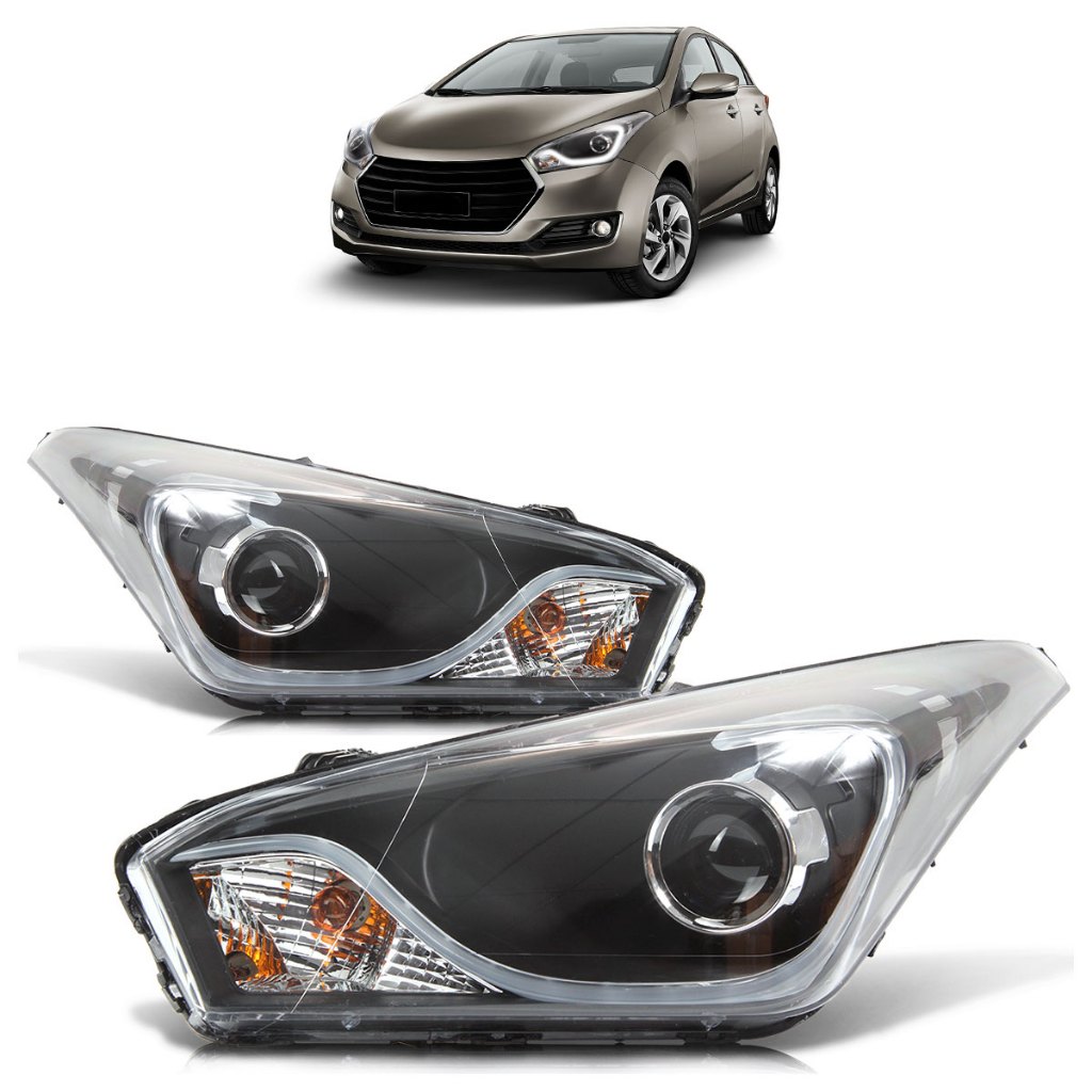 Par Farol Dianteiro Led HB20 2012 2013 2014 2015 2016 Led Máscara Negra em Oferta na Shopee