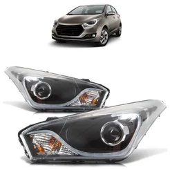 Par Farol Dianteiro Led HB20 2012 2013 2014 2015 2016 Led Máscara Negra