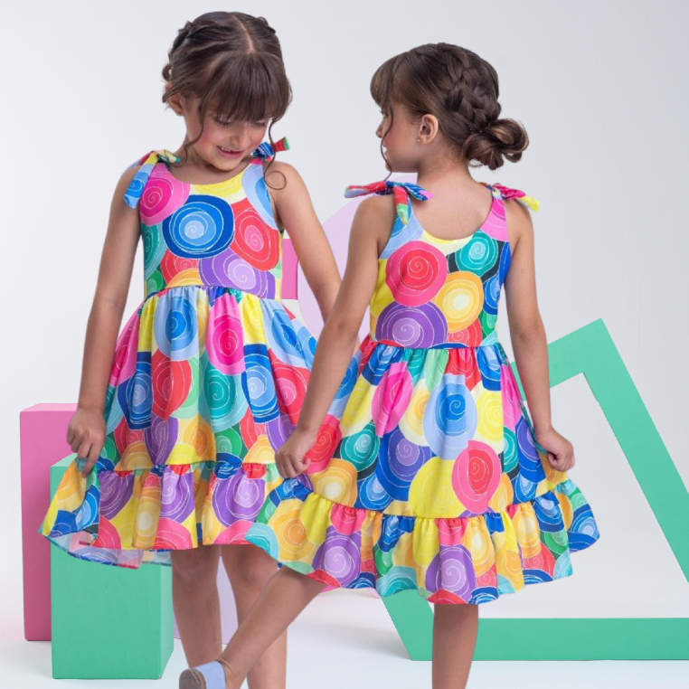 Vestido Infantil Menina Sedinha Floral e Liso Tam 4 ao 12 Anos Luxo Casual Dia a Dia