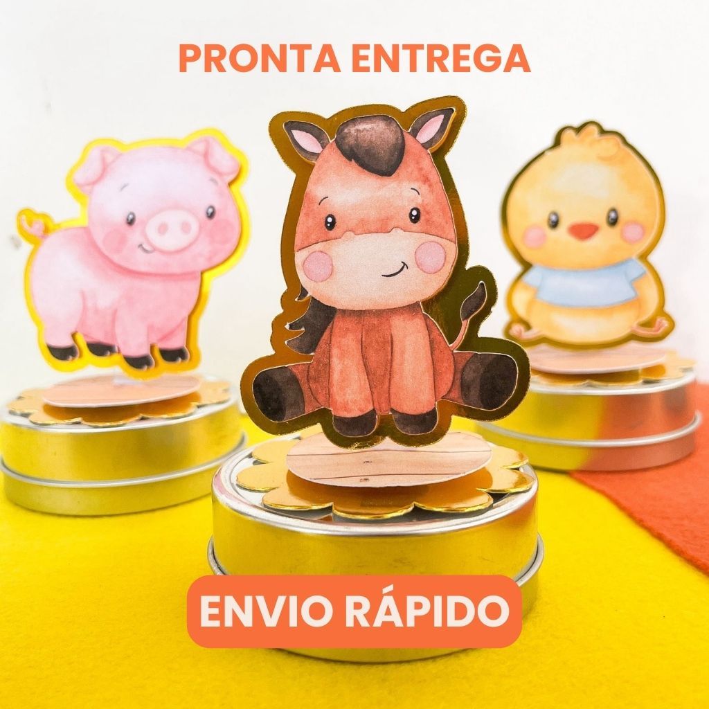 Tag Aplique 3D Tema Fazendinha 6cm Personalizada para Lembrancinhas, Caixinhas e Latinha Festa Infantil