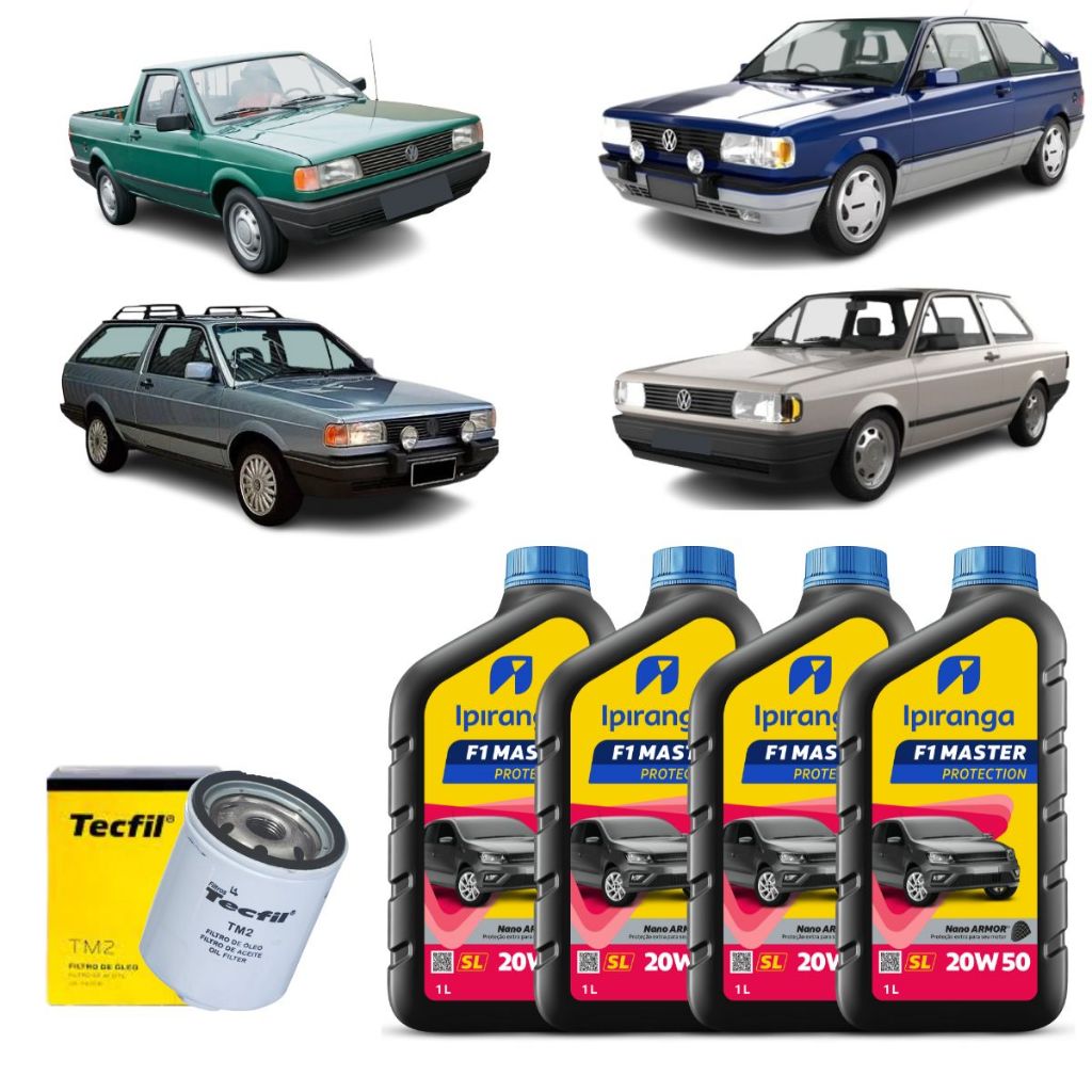 Kit Troca Oleo E Filtro VW Gol Parati Saveiro Quadrado Ap 1.0 1.6 1.8 2.0 20w50 Ipiranga Mineral em Oferta na Shopee