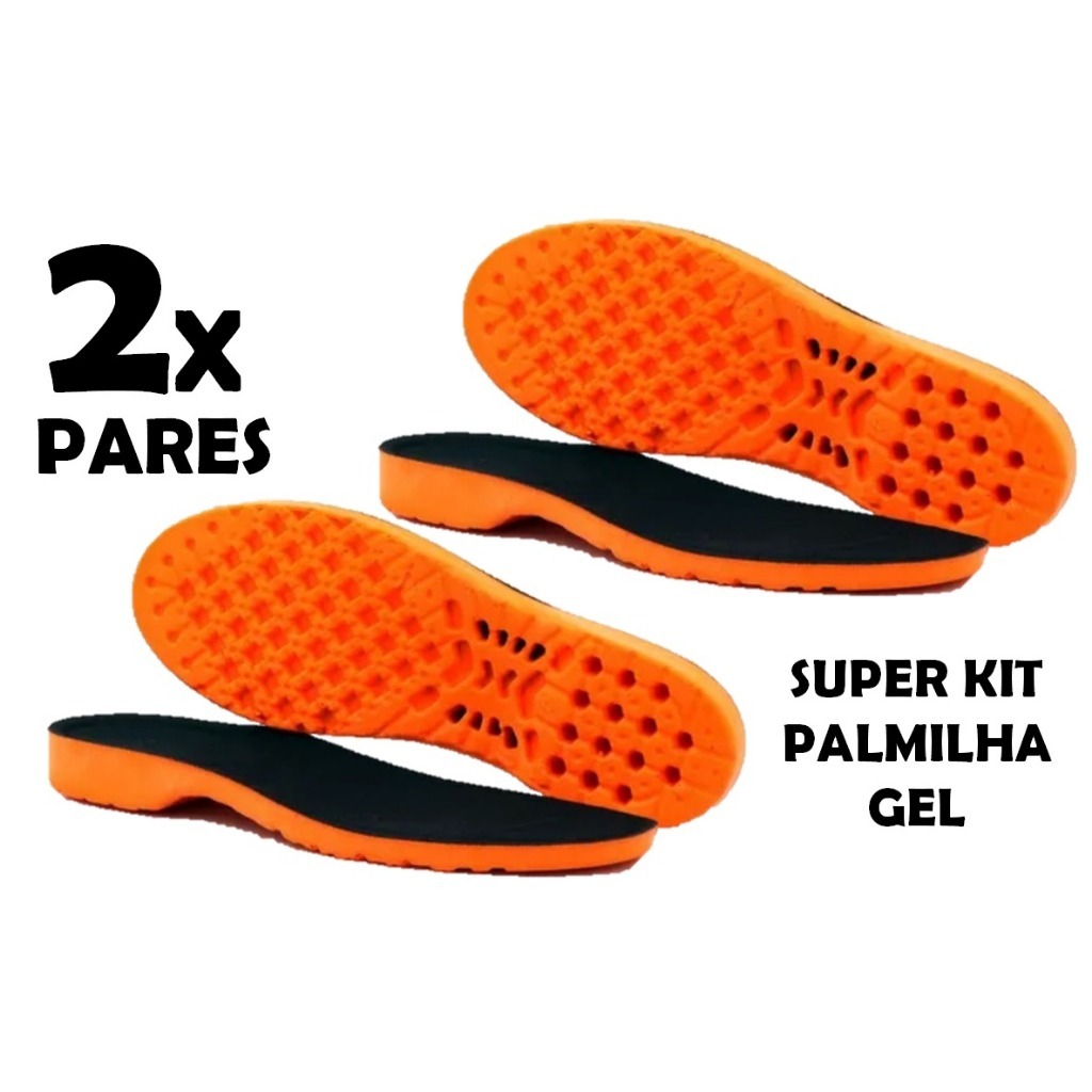 Kit 2x Pares Palmilha Ortopédica Anatômica Anti-impacto para tênis e sapatos de segurança.