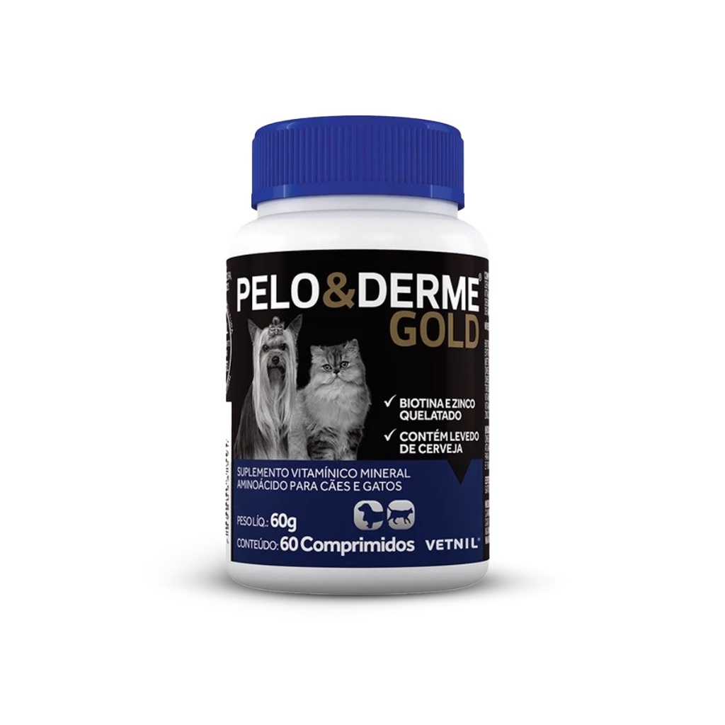 Pelo e Derme Gold 60 Comprimidos Suplemento Pele e Queda De Pelo- Vetnil em Oferta na Shopee