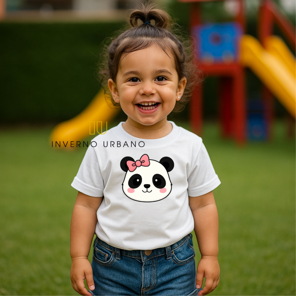 Camiseta Infantil Estampada "Panda" Várias Cores Do 2 ao 16 Anos Juvenil adolescentes