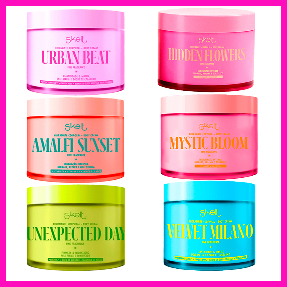 Skelt Hidratante Corporal Body Cream 200g (Amalfi Sunset, Urban Beat, Unexpected Day, Hidden Flowers ou Mystic Bloom) em Oferta na Shopee
