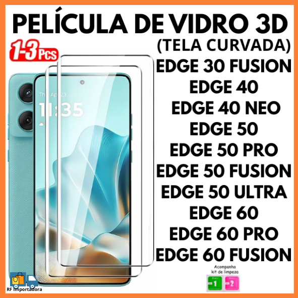 Película De Vidro 3D Temperado Para Motorola EDGE 30 FUSION/EDGE 40/40NEO/EDGE 50/EDGE 50 FUSION/EDGE 60 FUSION