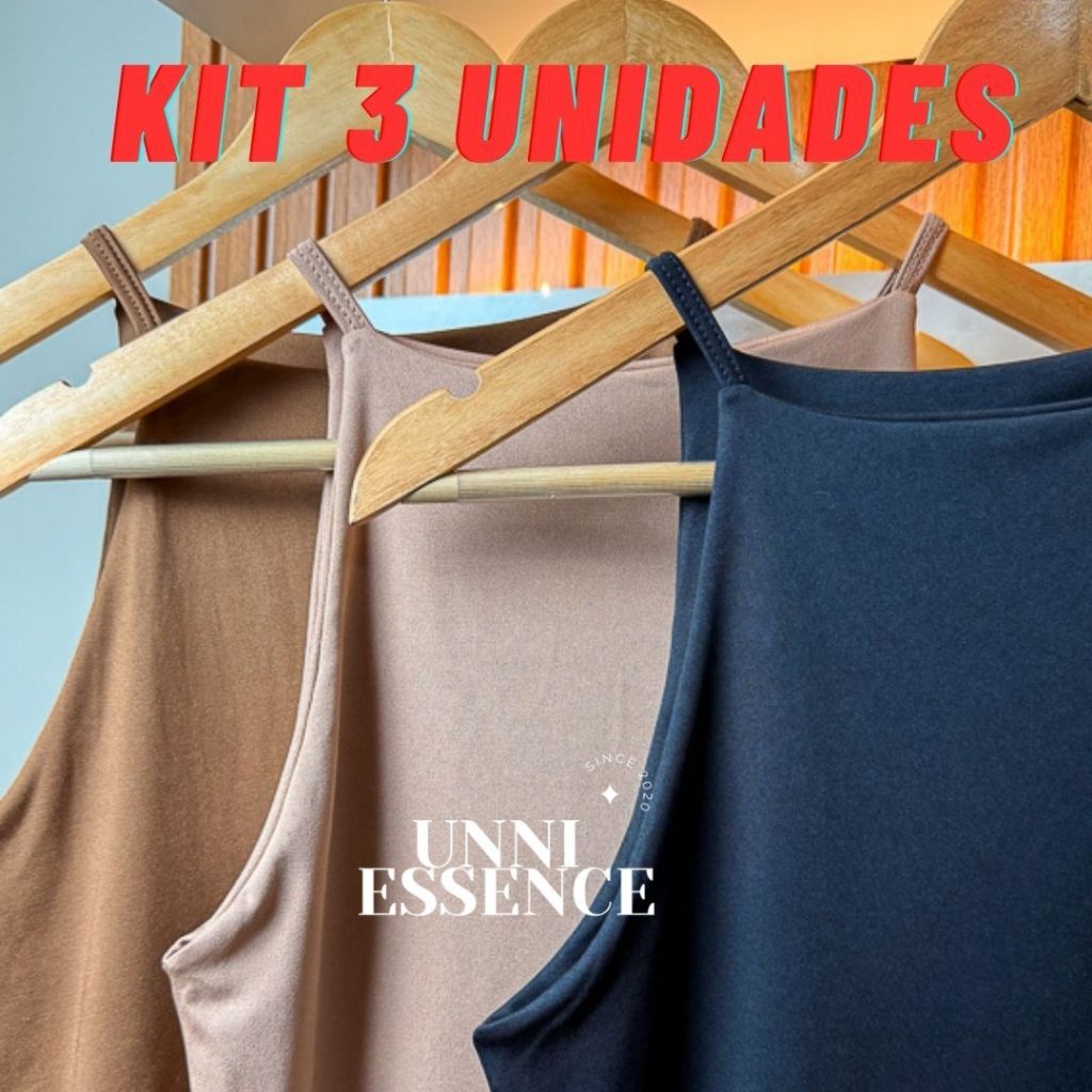 KIT 3 Regatas ALCINHA Casual Basica  Suplex Duplo Blusa Feminina  Blogueira Tendencia