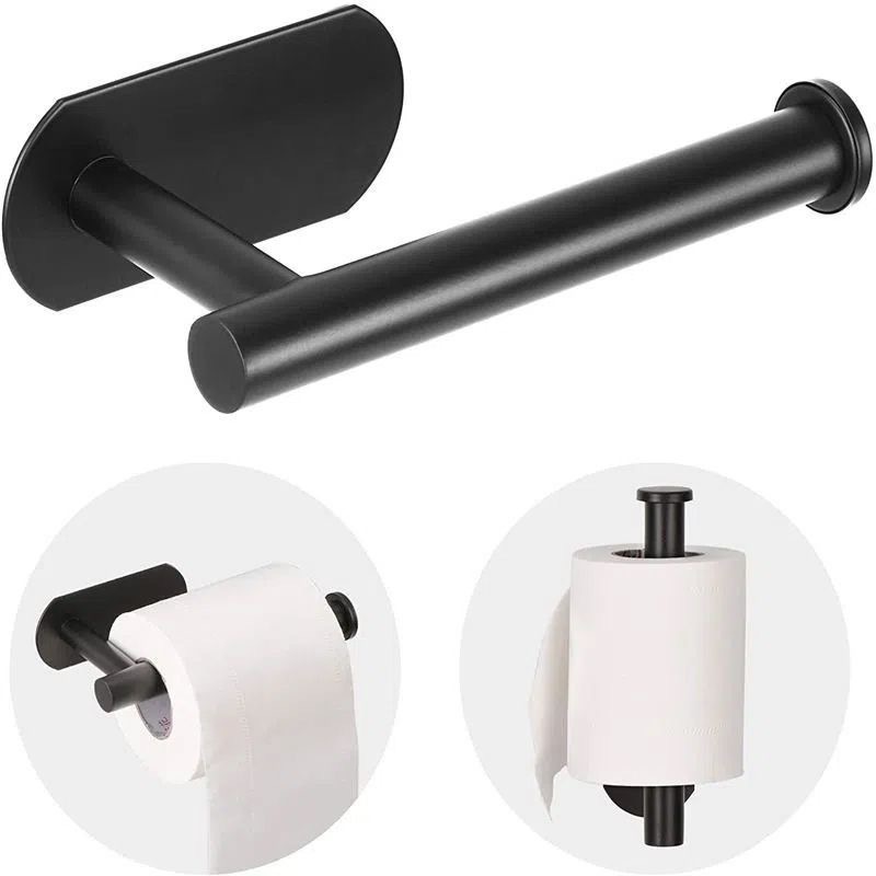 1/2/3 PEÇAS Porta-Papel Higiênico de Parede PRETA Sem Perfuração Banheiro/Cozinha Multiuso