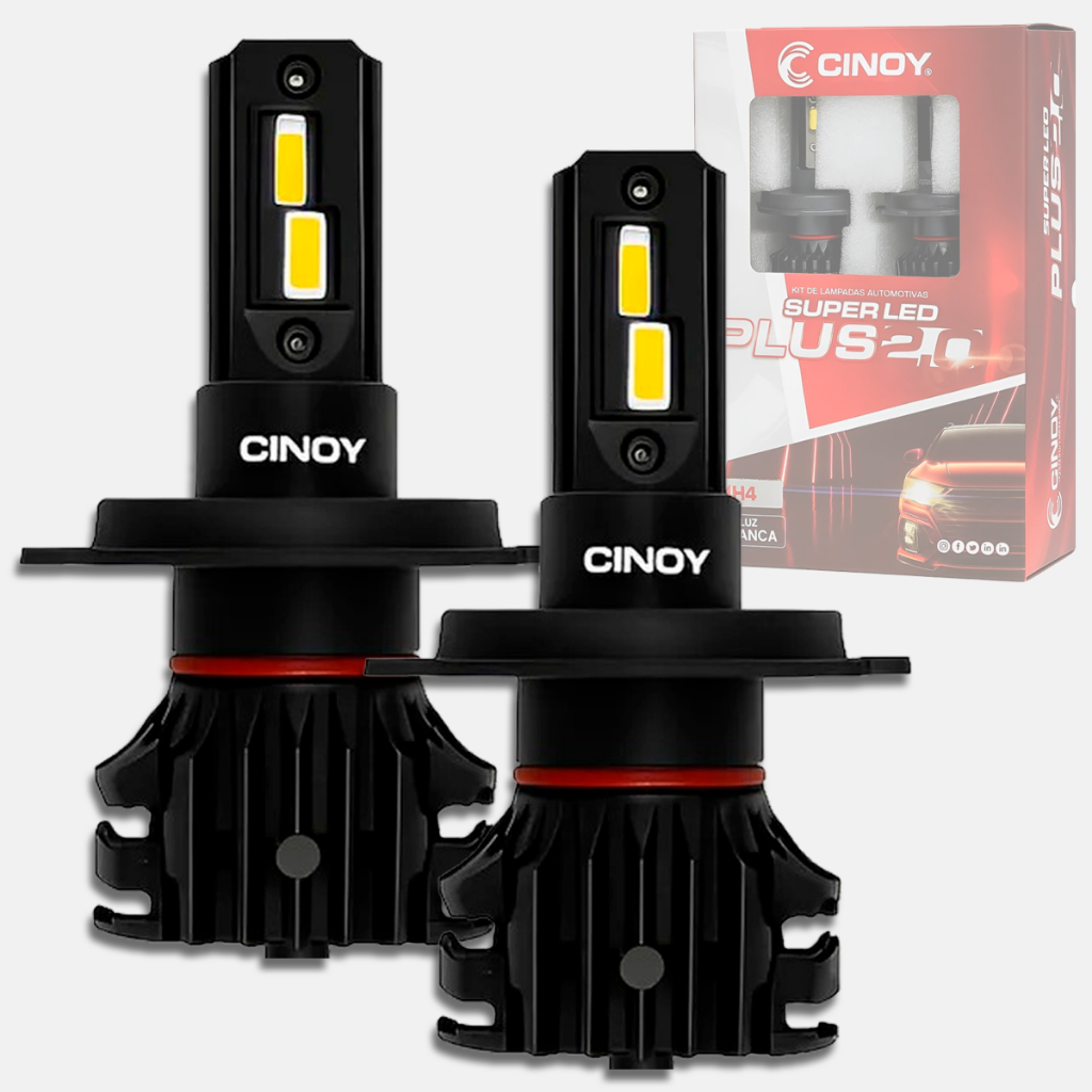 Kit Super Led Plus (H4) Cinoy 12V/24V 6500K 6000LM em Oferta na Shopee