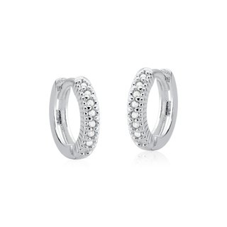 Brinco Argola de Prata 925 Click com Zircônias Cravejadas
