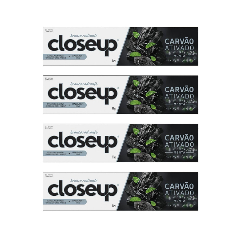 Kit 4x Creme Dental Closeup Carvão Ativado Menta 85g