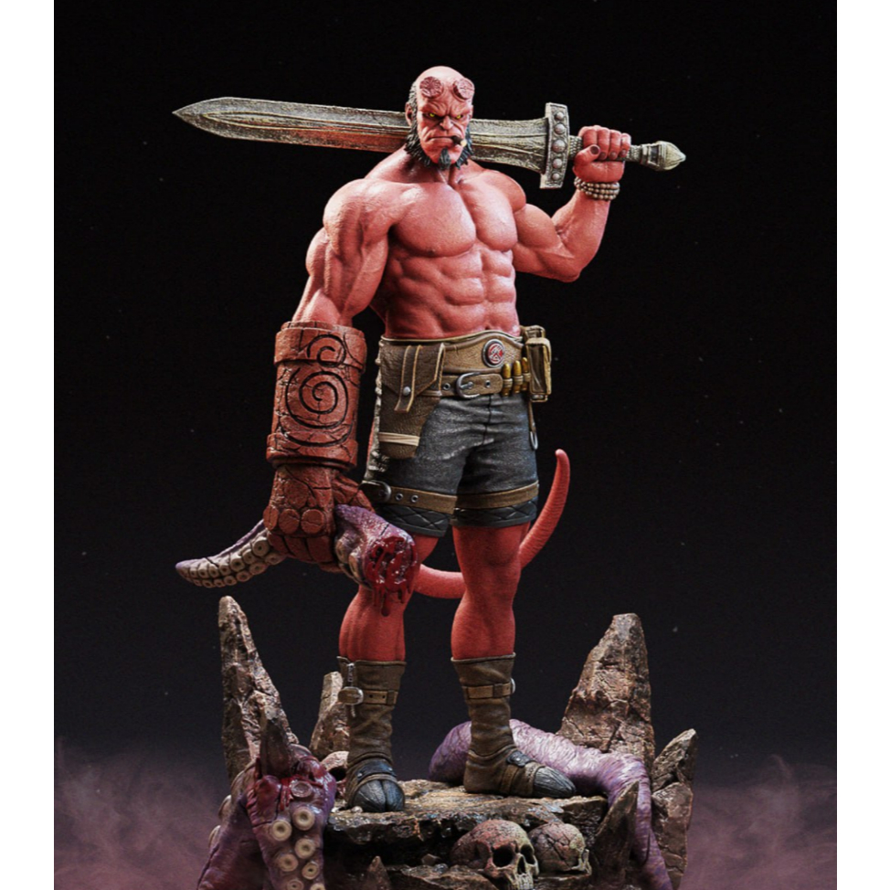 Action Figure Hellboy Estátua Colecionável em Resina – Boneco Figura de Ação Geek Decorativo