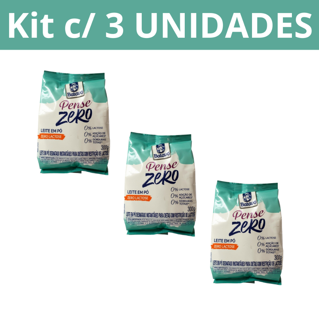 Leite em Pó Desnatado Batavo Pense Zero 300g - Kit 3 Unid – Zero Lactose + Economia e Saúde