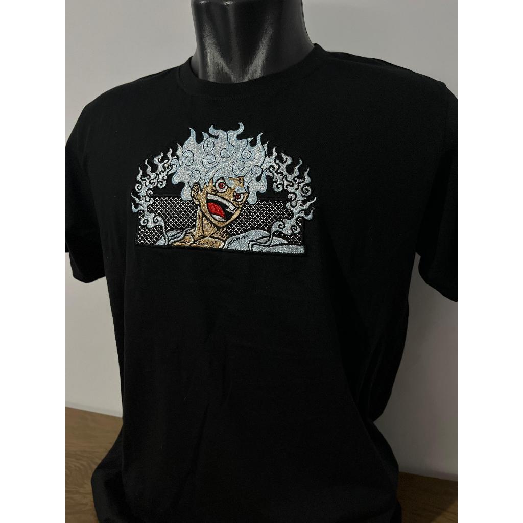 Camiseta Bordada Luffy Gear 5 Anime One Piece | Oversized e Padrão 240g (Suedine/Malhão)